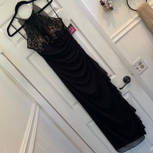 Formal black lace halter gown NWT